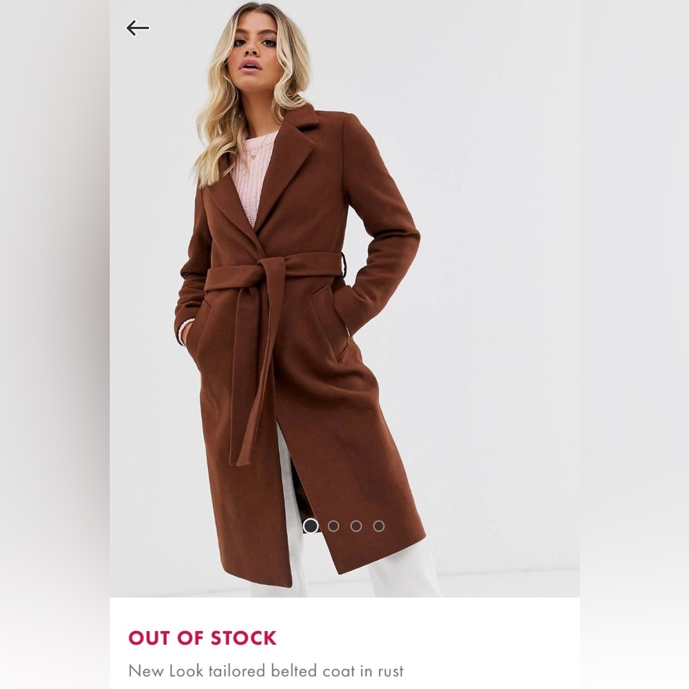 New Look belted tailored coat in rust